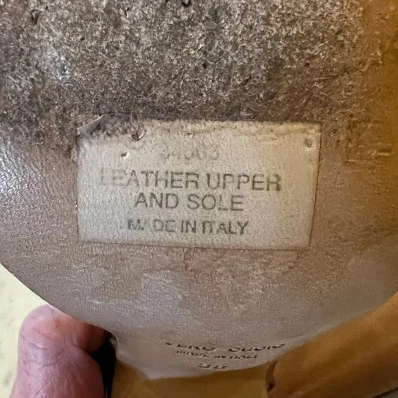 LATITUDE I FEMME Italian Natural Leather & Metallic Block Heels Size 37 or 7.5 - Picture 13 of 14